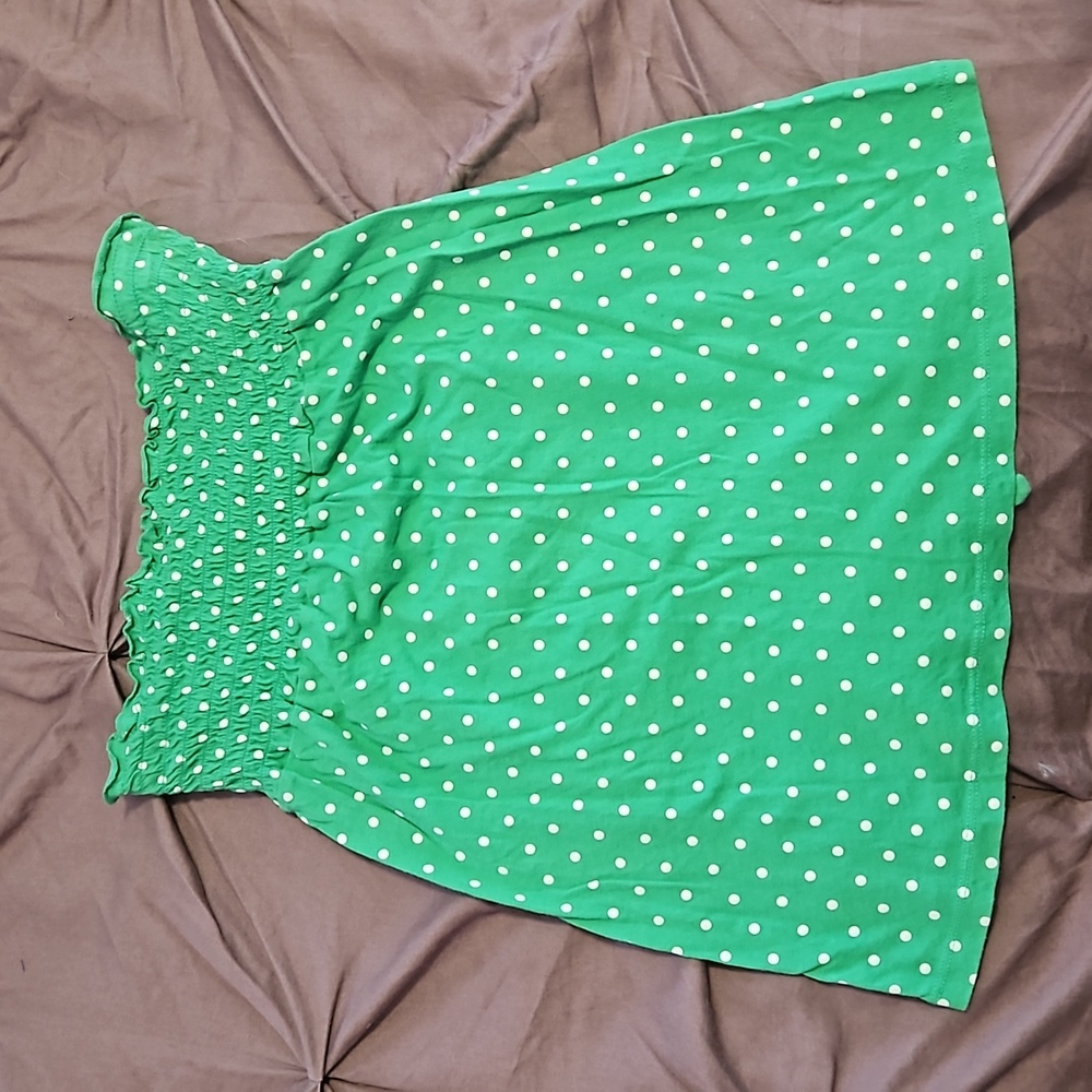 Green polka dot tube top with tie back. Size large. Smoke free home.